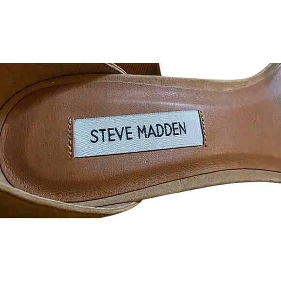 Steve Madden Women's Sz 9M Irene Tan Ankle Strap Chunky Heels - Picture 6 of 7